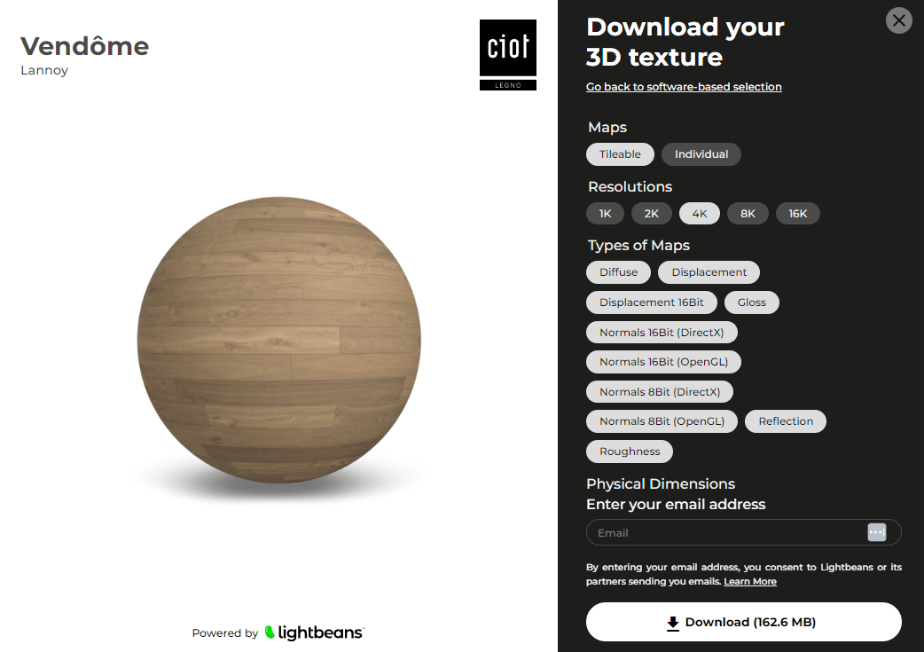 Lightbeans texture download interface of a Ciot Legno wood flooring